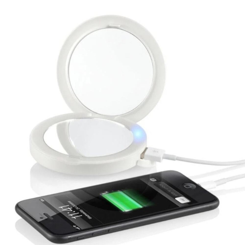 Homedics Compact Charging LED Mirror with Rechargeable Light NEW - Picture 2 of 3